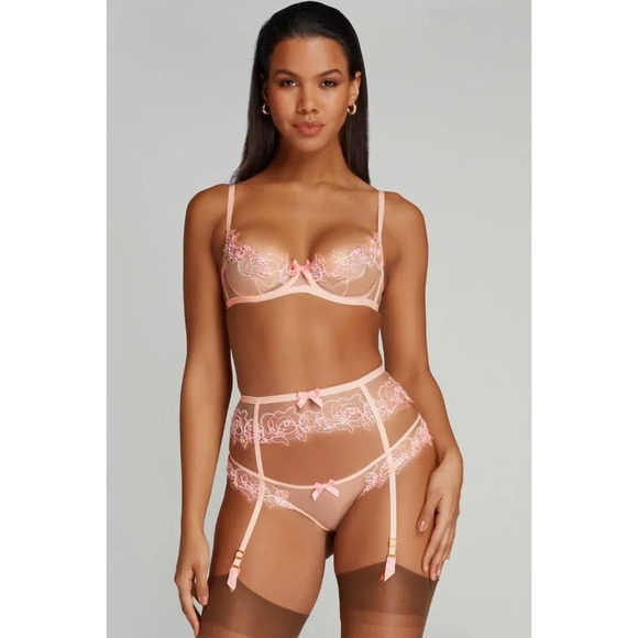 Agent Provocateur Lindie Pink Orange 2-piece Set: Bra 36DD / Brief AP4 Large - Picture 7 of 16